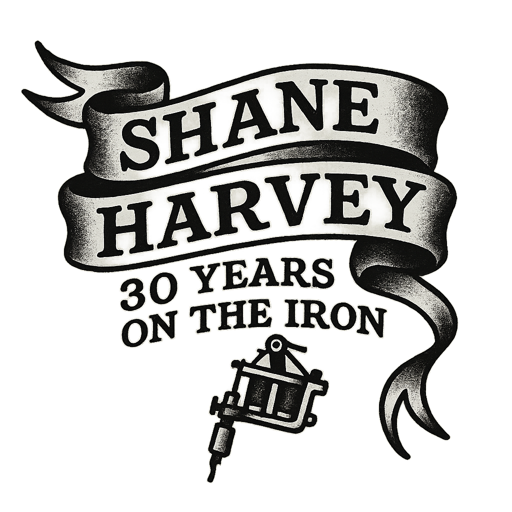 Shane Harvey logo — 30 years on the iron, TNT Tattoo Aiea